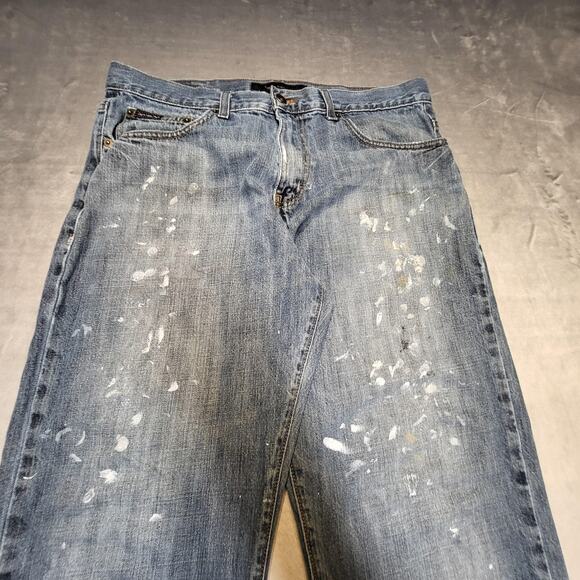 Calvin Klein Jeans Jeans Mens 34x32 Relaxed Straight Distressed Paint Splatter - Picture 2 of 10
